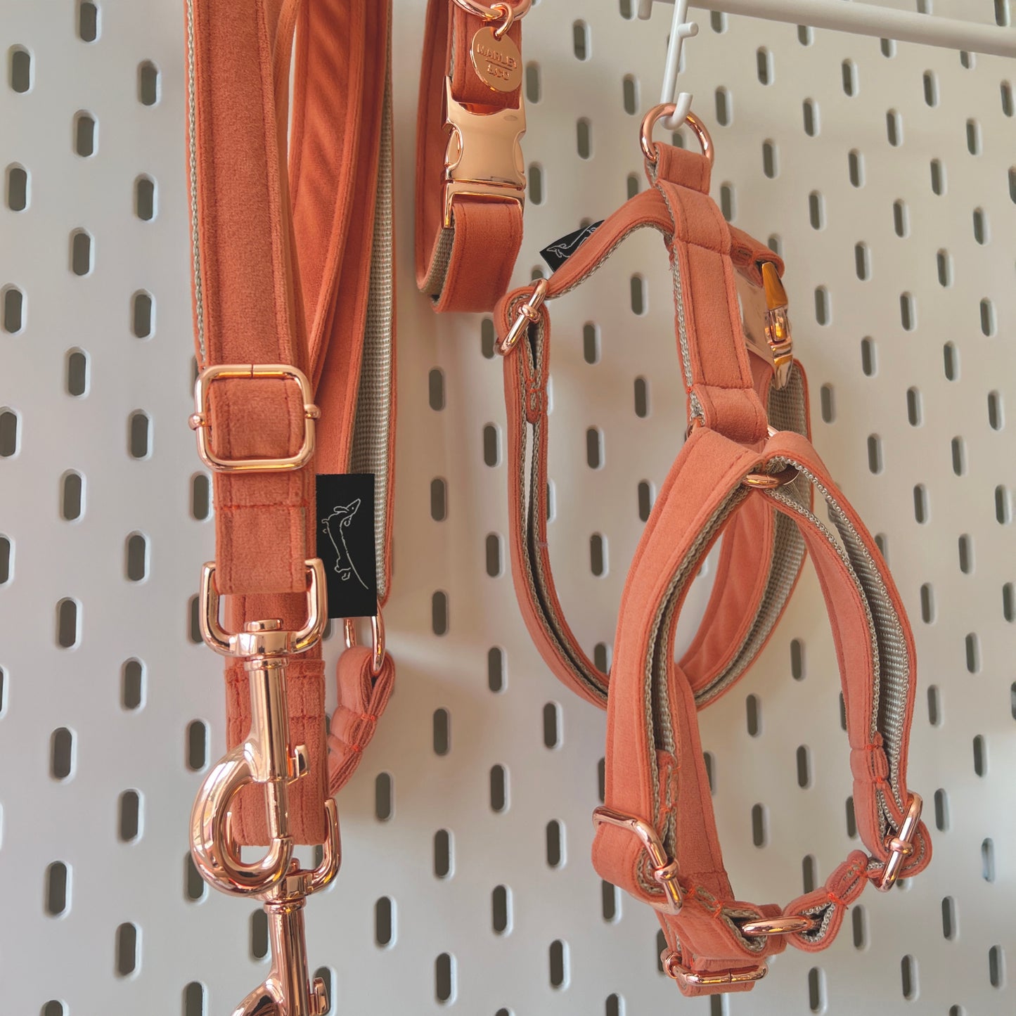 Orange am ogrlica i povodac od pliša sa rosegold metalnim delovima