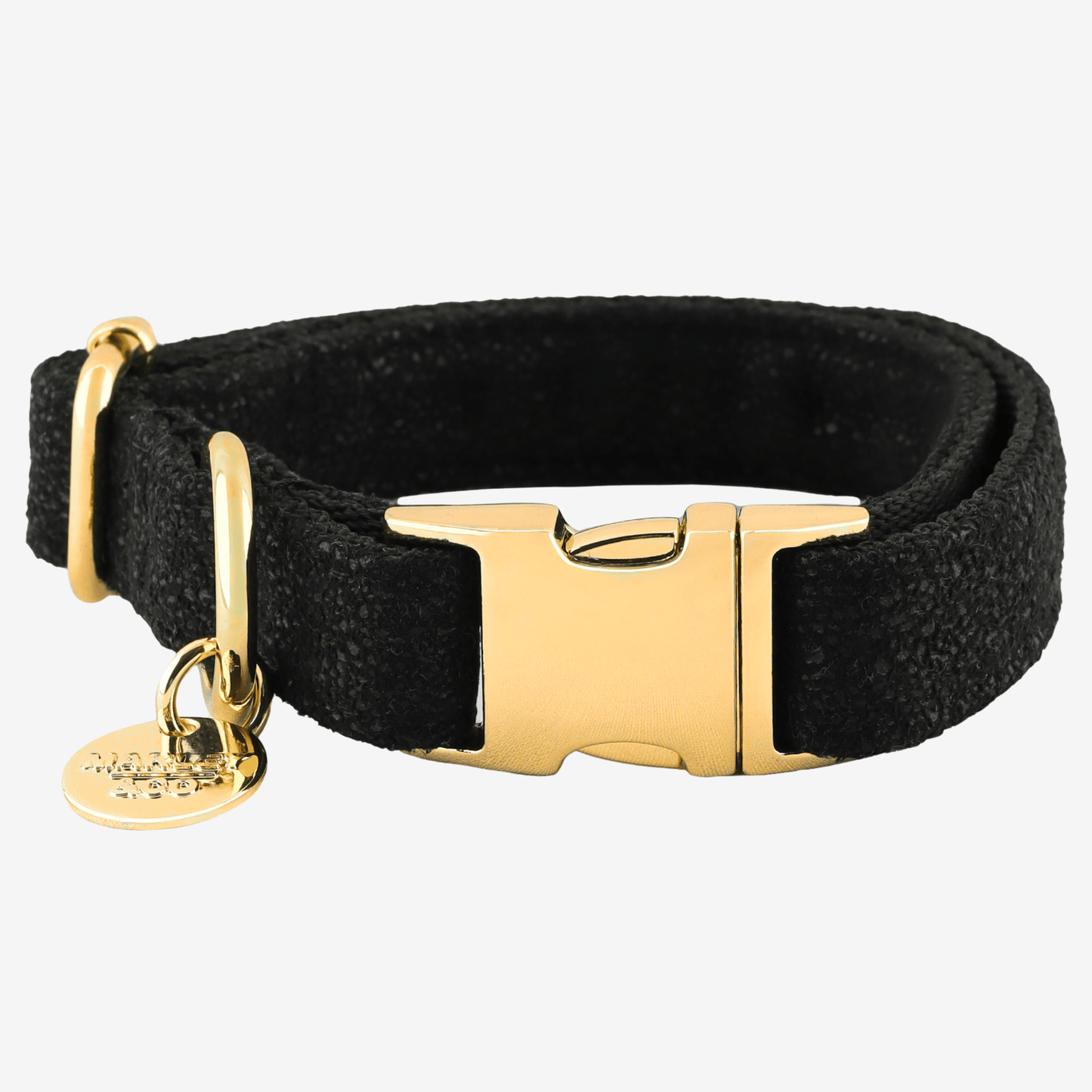 Marley&co Midnight crna ogrlica za pse sa zlatnom metalnom kopčom i premium detaljima