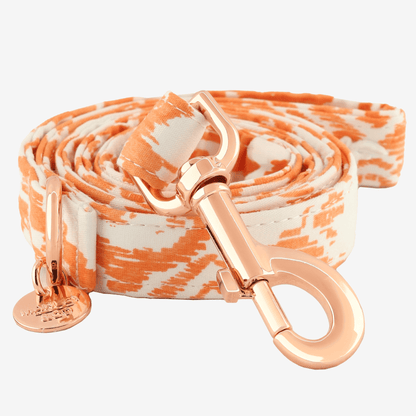 Marley and co Tulum povodac za pse u narandžasto beloj boji sa rose gold metalnim delovima 