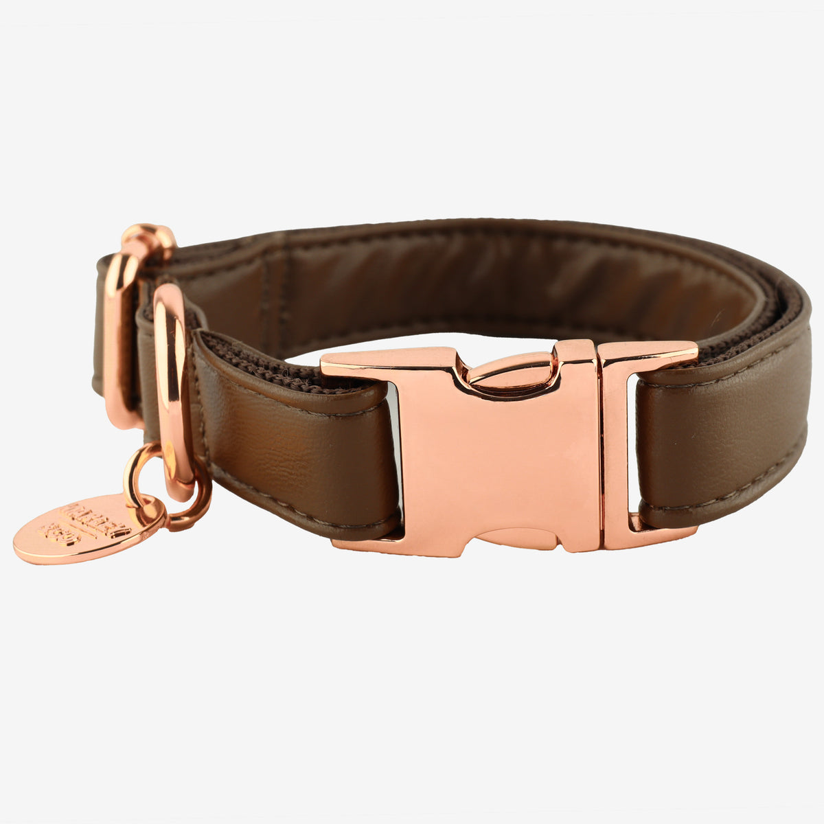 Braon ogrlica za pse sa rosegold kopčom