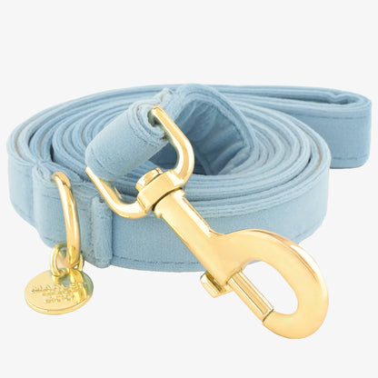 Elegantna nebesko plavi povodac za ljubimce sa detaljima u boji sjajnog zlata iz Marley & Co premium kolekcije.