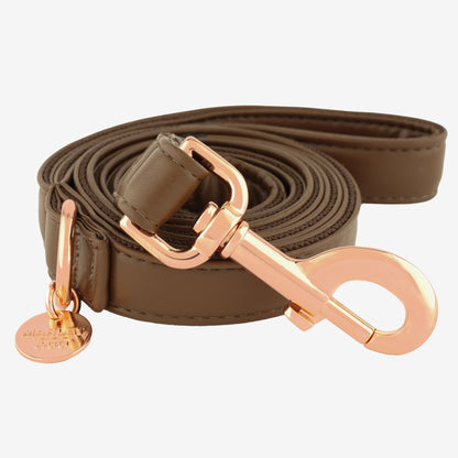  Braon povodac za pse sa rosegold karabinjerom